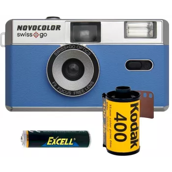 Novocolor Swiss+Go 35 mm juostinis fotoaparatas, mėlynas (SWI401610)