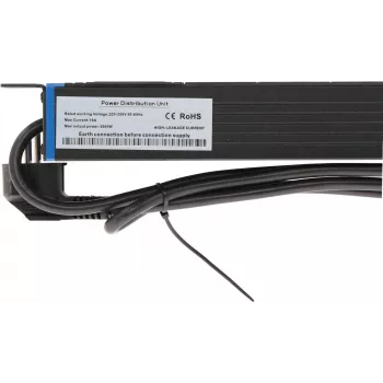 DSIT DS-8PDU-MO 19 inch 8 krypčių magistralinis apsaugos nuo perkrovos ilgintuvas, 0,48 m laidas, juodos spalvos