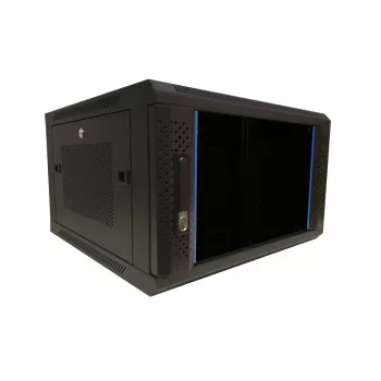 DSIT 6U 19 inch sieninis serverio spintos su stiklo durimis ir perforuotais šoniniais skydais, 600x600x368 mm (DS6606ZP)