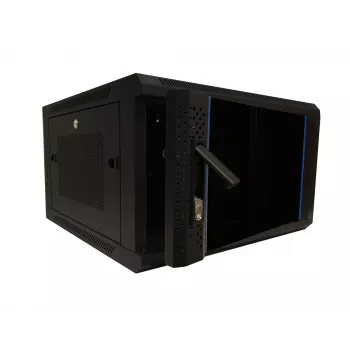 DSIT 6U 19 inch sieninis serverio spintos su stiklo durimis ir perforuotais šoniniais skydais, 600x600x368 mm (DS6606ZP)