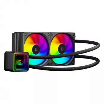 Rampage INFINITE V240 ARGB 240 mm skysčio aušintuvas CPU su temperatūros ekranu, juodas