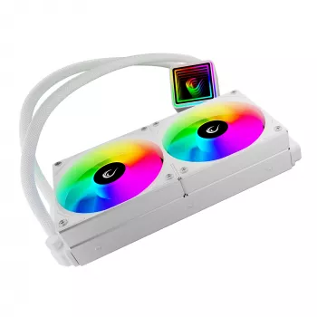Rampage INFINITE V240 White 240mm ARGB AIO skysčio aušintuvas CPU su temperatūros ekranu