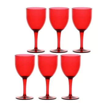 ROSE&TULIPANI FIABA 6 vyno taurių rinkinys iš akrilo, 400 ml, raudonos spalvos