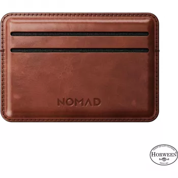 Nomad kortelių piniginė Horween Leather Olde Dublin - plona minimalistinė RFID blokavimo odinė kortelių laikiklis, tamsiai ruda