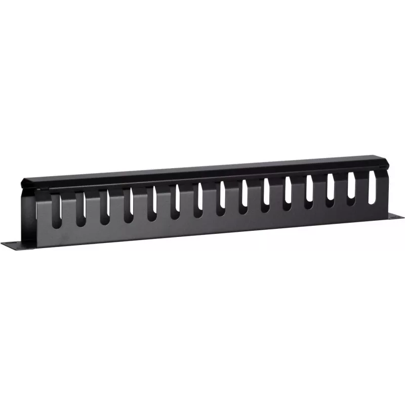 DSIT DS-1902 19 inch paslėptas kabelių tvarkymo strypas su slankiojančiu dangteliu, 1U, juodas