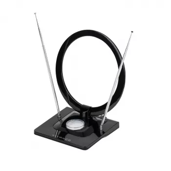 Vivanco VVTVANTSCIRCLE Vidinė DVB-T2/DAB+ plokščia antena su 4G/5G filtru, juoda