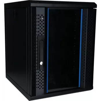 DSIT 9U 10 inch sieninis serverio stovas su stiklo durimis, 370x450x486 mm, juodas