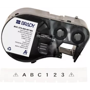 BRADY BMP41/BMP51/BMP53/M511 etikečių kasetė, PermaSleeve termosusitraukiantis poliolefinas, 38,1 mm x 2,44 m, balta su juodu spaudiniu, 3:1 susitraukimo santykis, B-427