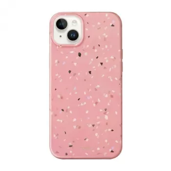 UNIQ Coehl Terrazzo dėklas, skirtas iPhone 14 Plus / 15 Plus, koralų rožinės spalvos