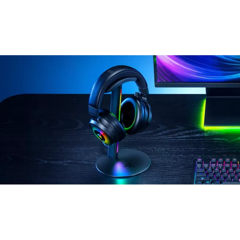 RAZER Base Station V3 Chroma RGB ausinių stovas su 2 prievadų USB 3.1 šakotuvu - juoda