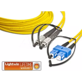 Lightwin aukštos kokybės dvipusis vienmodis šviesolaidžio jungiamasis laidas, FC į SC, 1m, LSZH, geltonas