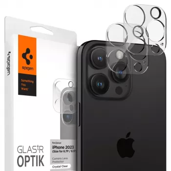 Spigen Optik TR fotoaparato objektyvo apsauga 2 vnt., skirta iPhone 14 Pro/Pro Max ir 15 Pro/Pro Max - skaidri
