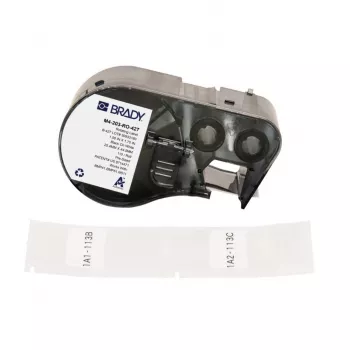BRADY besisukanti savaiminio laminavimo etikečių kasetė, skirta DYMO XTL – 24 mm x 4 m, juoda ant baltos/skaidrios, pramoninis poliesteris