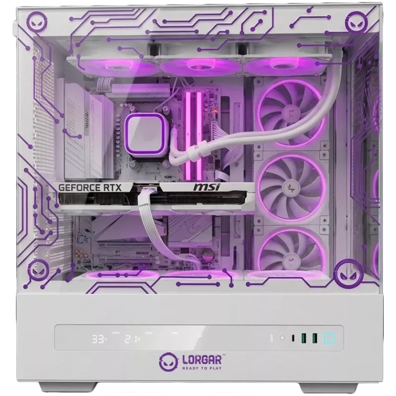 LORGAR PRO P401 žaidimų kompiuteris - AMD Ryzen 7 7800X3D, GeForce RTX 5070 Ti 16GB, 32GB DDR5 6400MHz, 2TB NVMe SSD, 850W PSU, 360mm AIO, baltas, Windows 11 Home, 3 metų garantija