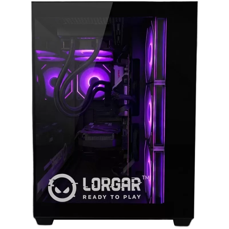 LORGAR ADVANCED A201 žaidimų kompiuteris - AMD Ryzen 5 7500F, GeForce RTX 5060 Ti 16GB, 32GB DDR5 6400MHz, 1TB NVMe SSD, 750W PSU, 240mm AIO, juodos spalvos