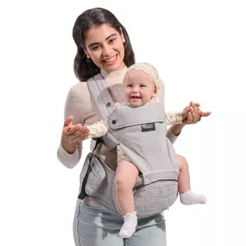 Momcozy Air Mesh kūdikio nešynė su klubų atrama, pilka