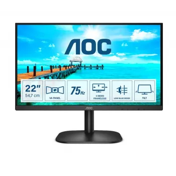 AOC B2 22B2H 21,5 colio Full HD VA monitorius su 75Hz, HDMI, VGA, VESA, juodos spalvos