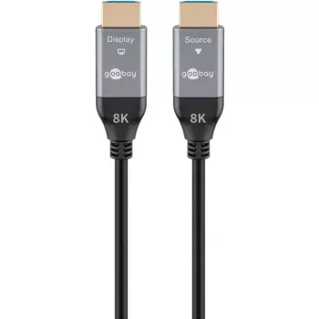 GOOBAY optinis hibridinis itin didelės spartos HDMI laidas (AOC) 8K / 60Hz - 20m, 48 Gbit/s, juoda/pilka