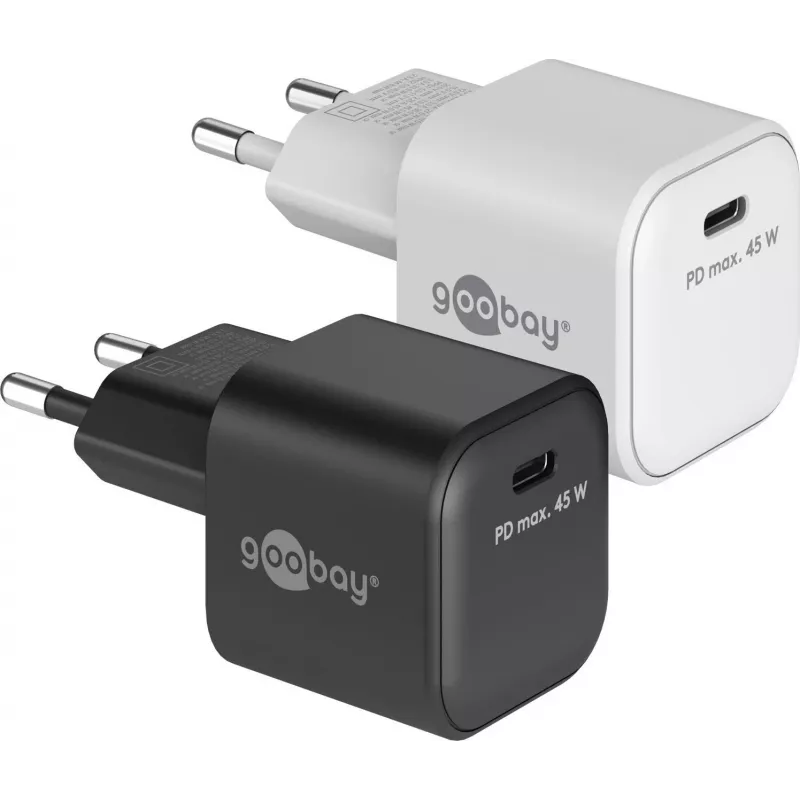 GOOBAY 45 W USB-C PD GaN Nano greitasis įkroviklis (juodas)