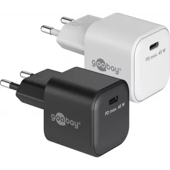 GOOBAY 45 W USB-C PD GaN Nano greitas įkroviklis (baltas)