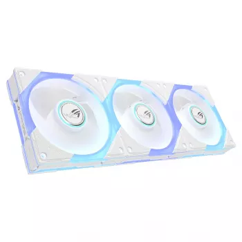 ASUS ROG Strix GR120 ARGB Reverse White 3in1 korpuso ventiliatorių rinkinys, 120mm PWM, 2500 RPM, 70.38 CFM, 3.88 mmH2O, skysčio dinaminis guolis, Aura Sync