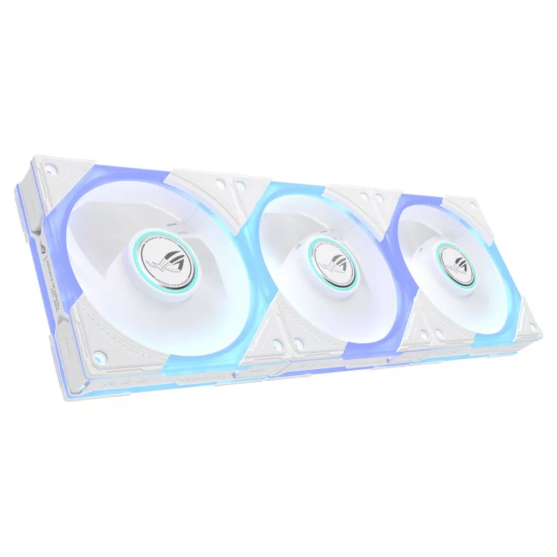 ASUS ROG Strix GR120 ARGB Reverse White 3in1 korpuso ventiliatorių rinkinys, 120mm PWM, 2500 RPM, 70.38 CFM, 3.88 mmH2O, skysčio dinaminis guolis, Aura Sync