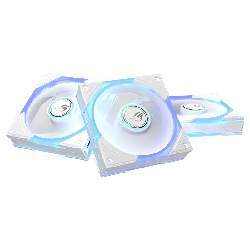 ASUS ROG Strix GR120 ARGB Reverse White 3in1 korpuso ventiliatorių rinkinys, 120mm PWM, 2500 RPM, 70.38 CFM, 3.88 mmH2O, skysčio dinaminis guolis, Aura Sync