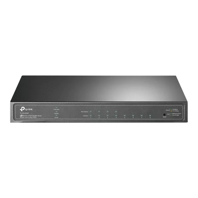 TP-Link Omada SG2008P 10 prievadų Gigabit Smart PoE+ komutatorius, 8× PoE+ 61W, 2× SFP, Cloud SDN, be ventiliatoriaus, V3.3