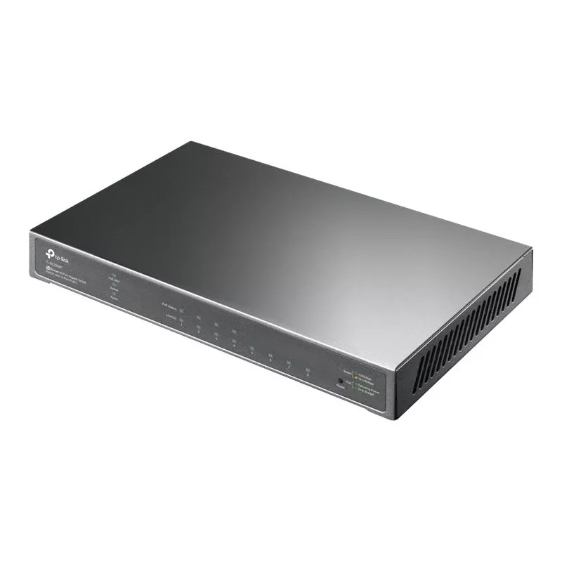 TP-Link Omada SG2008P 10 prievadų Gigabit Smart PoE+ komutatorius, 8× PoE+ 61W, 2× SFP, Cloud SDN, be ventiliatoriaus, V3.3