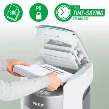 Leitz IQ Optimax AutoFeed 300 dokumentų smulkintuvas, P-5, 300 lapų, 25 l talpa