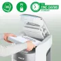 Leitz IQ Optimax AutoFeed 300 P5 mikro pjovimo dokumentų smulkintuvas su 300 lapų automatiniu padavimu, 60L talpa, juodas/sidabrinis