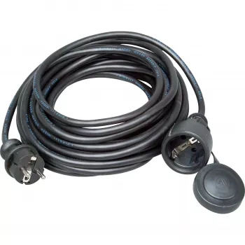 Kopp guminis saugos ilginamasis laidas, Schuko kištukas/lizdas, 10 m, H05RR-F 3G1.5, IP44, juodas (147310042)