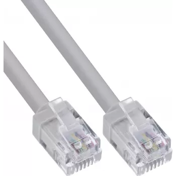 InLine Modularus apvalus RJ12 kabelis, vyriškas į vyrišką, 6P6C, 2m, pilkas