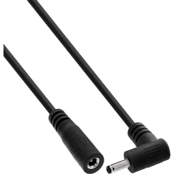 InLine® DC ilginamasis laidas, stačiu kampu lenktu kištuku, 3,5 x 1,35 mm, juodas, 5 m