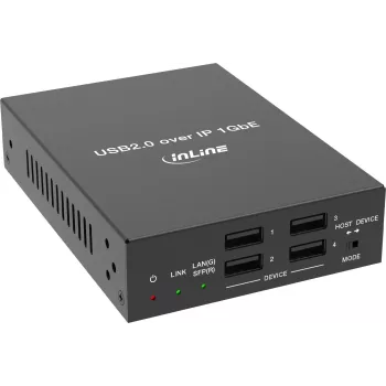 InLine® USB 2.0 pagrindinio / įrenginio prailgintuvas per IP, vienas įrenginys, RJ45 / SFP