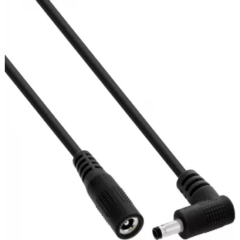 InLine® DC prailginimo laidas, stačiu kampu lenktu kištuku, 4,0 x 1,7 mm, juodas, 1 m