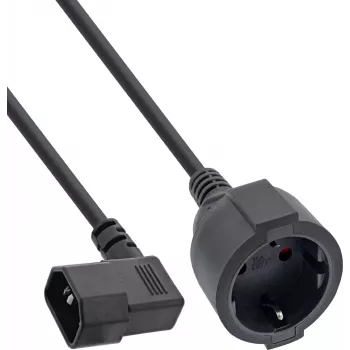 InLine® tinklo adapterio laidas, IEC C14 su sriegiu prie įžeminimo kontaktų lizdo, 3m, juodos spalvos