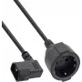 InLine® tinklo adapterio laidas, IEC C14 su sriegiu prie įžeminimo kontaktų lizdo, 3m, juodos spalvos