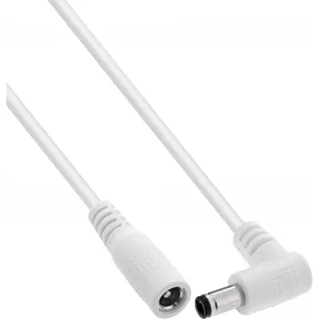 InLine® DC prailginimo laidas, stačiu kampu lenktu kištuku, 5,5 x 2,5 mm, baltas, 2 m