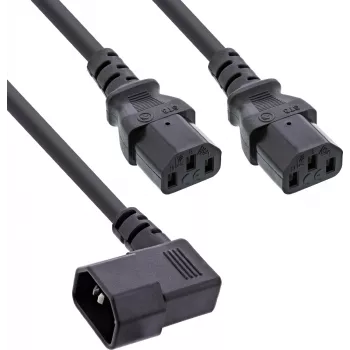 InLine® tinklo Y laidas, šaltiems prietaisams, 1x IEC-C14 kampuotas į 2x IEC-C13, 1,8 m