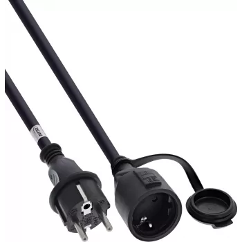 InLine® įžeminimo kontaktų ilgintuvas, lauko IP44, apsauga nuo prisilietimo, 15 m, juoda