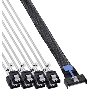 InLine® MCIO x8 Breakout laidas į 8x SATA, 0,75 m