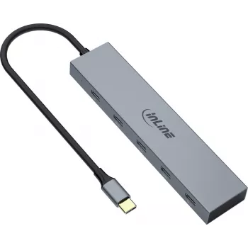 InLine USB-C šakotuvas, 4x USB-C + Power Delivery 100 W, USB 3.2 Gen 2, pilkas