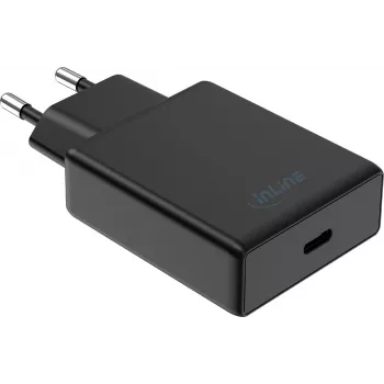 InLine® USB-C maitinimo adapteris 65W PD PPS AVS sieninis įkroviklis, juodas