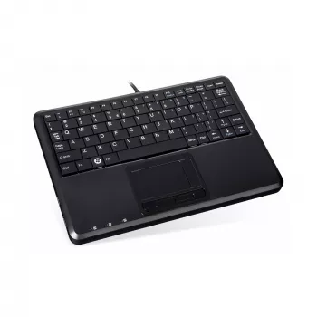 Perixx PERIBOARD-510 H PLUS UK Mini USB klaviatūra su jutikliniu kilimėliu ir 2 prievadų USB šakotuvu, juoda