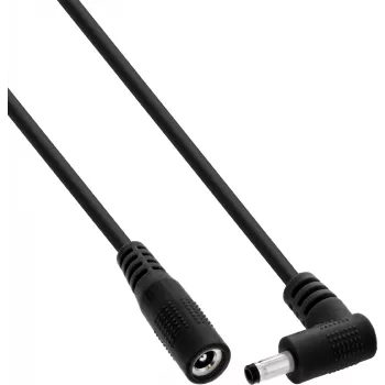 InLine® nuolatinės srovės prailginimo laidas, stačiu kampu lenktas kištukas, 4,0 x 1,7 mm, juodas, 2 m