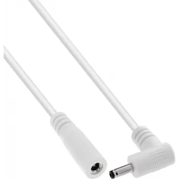 InLine® DC prailginimo laidas, stačiu kampu lenktu kištuku, 3,5 x 1,35 mm, baltas, 5 m