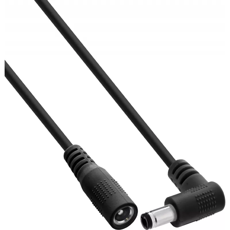 InLine DC ilginamasis laidas, stačiu kampu lenktu kištuku, 5,5 x 2,5 mm, juodas, 1 m