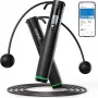 RENPHO Smart šokdynė 2-in-1 R-Q008, Bluetooth 5.0, belaidžiu ir su virve režimais, LED ekranas, reguliuojamas ilgis, įkraunama per USB-C, juoda