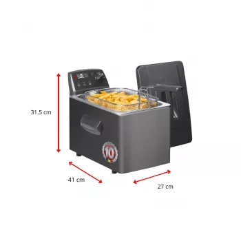 Fritel Turbo SF 4551M giliųjų riebalų keptuvė 3200 W 4,5 L nerūdijančio plieno juoda